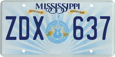 MS license plate ZDX637