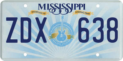 MS license plate ZDX638