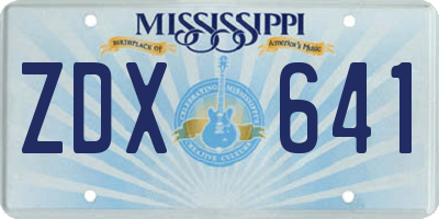 MS license plate ZDX641