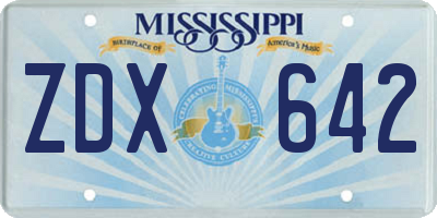 MS license plate ZDX642