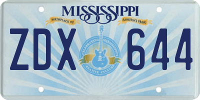 MS license plate ZDX644