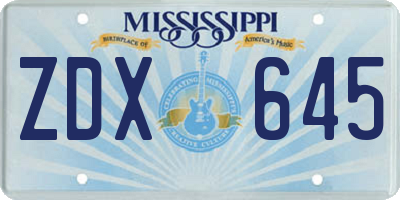 MS license plate ZDX645