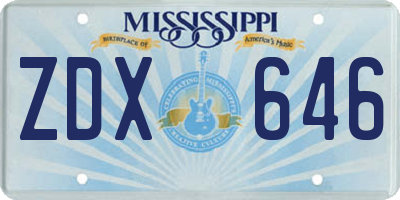 MS license plate ZDX646