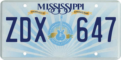 MS license plate ZDX647