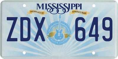 MS license plate ZDX649