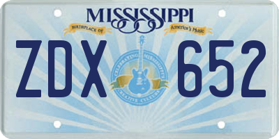 MS license plate ZDX652