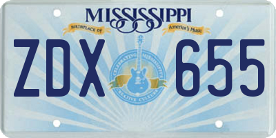 MS license plate ZDX655