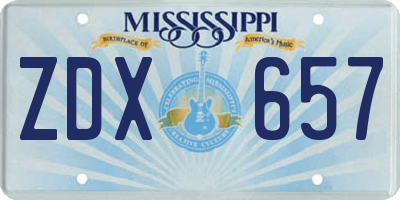 MS license plate ZDX657