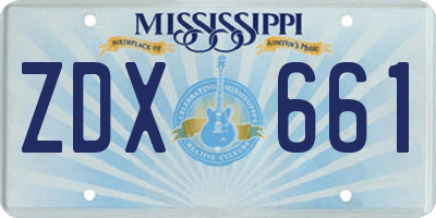 MS license plate ZDX661