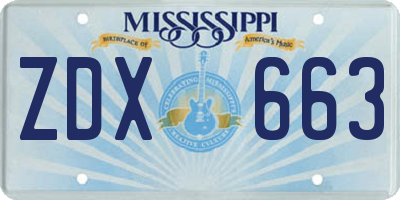 MS license plate ZDX663