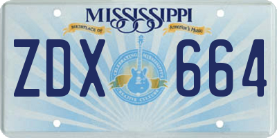 MS license plate ZDX664