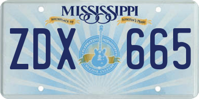 MS license plate ZDX665