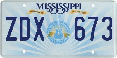 MS license plate ZDX673