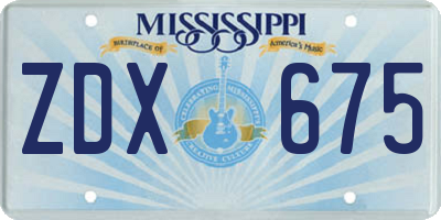 MS license plate ZDX675