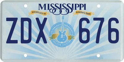 MS license plate ZDX676