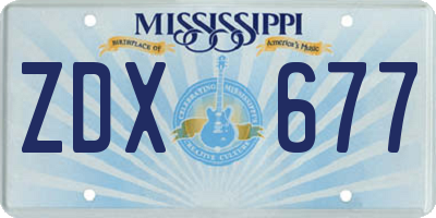 MS license plate ZDX677