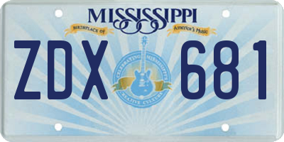 MS license plate ZDX681