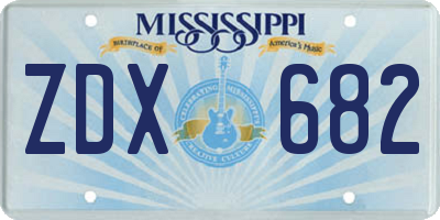 MS license plate ZDX682