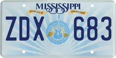 MS license plate ZDX683