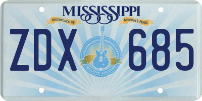 MS license plate ZDX685