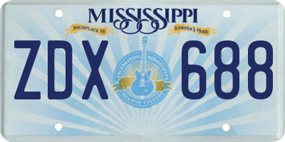 MS license plate ZDX688