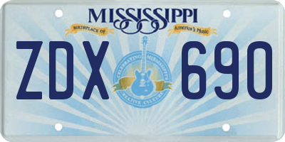 MS license plate ZDX690