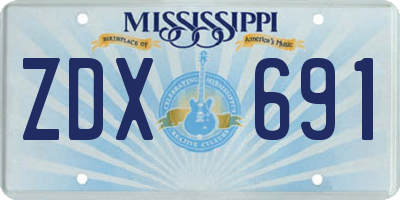 MS license plate ZDX691