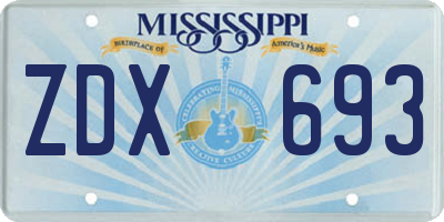 MS license plate ZDX693