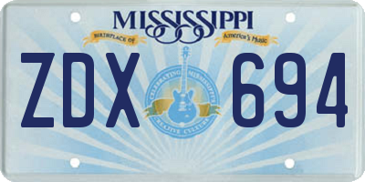 MS license plate ZDX694
