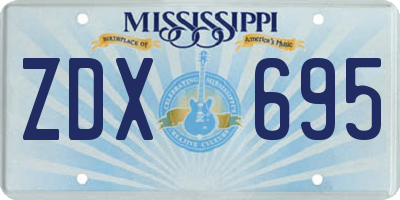 MS license plate ZDX695