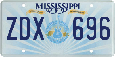 MS license plate ZDX696