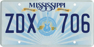 MS license plate ZDX706
