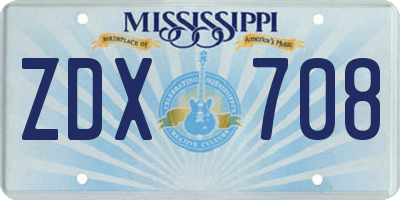 MS license plate ZDX708