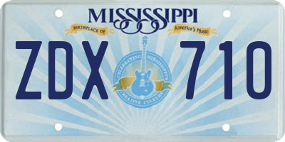 MS license plate ZDX710