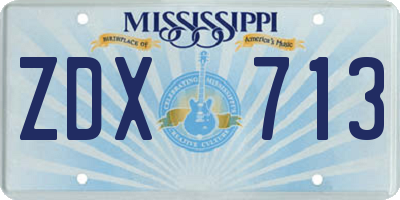 MS license plate ZDX713