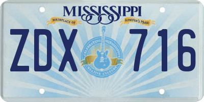 MS license plate ZDX716