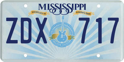 MS license plate ZDX717
