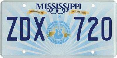 MS license plate ZDX720