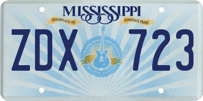 MS license plate ZDX723