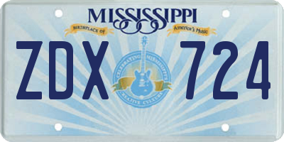 MS license plate ZDX724