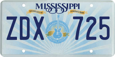 MS license plate ZDX725