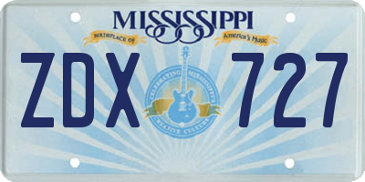 MS license plate ZDX727