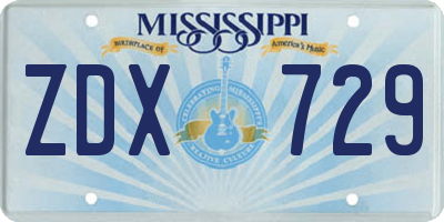 MS license plate ZDX729