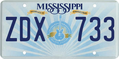 MS license plate ZDX733