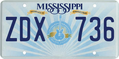 MS license plate ZDX736