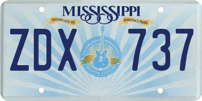 MS license plate ZDX737