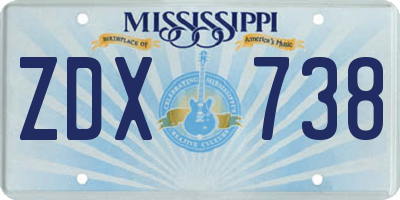 MS license plate ZDX738