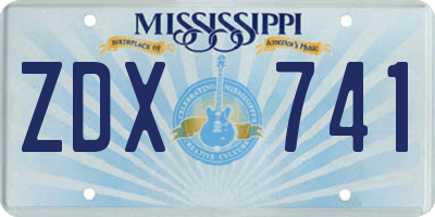 MS license plate ZDX741