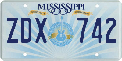 MS license plate ZDX742