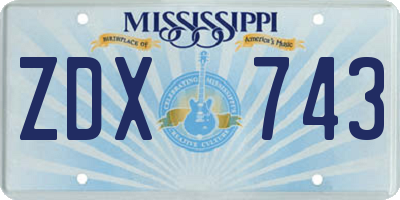 MS license plate ZDX743